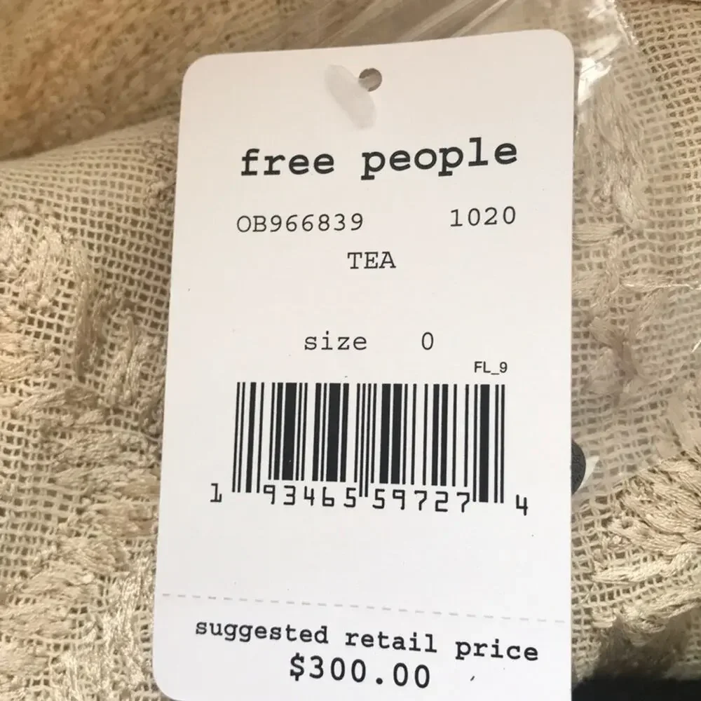 Free People Cleo Embroidered Mini Dress Bell Sleeves Open Back Size 0 NEW